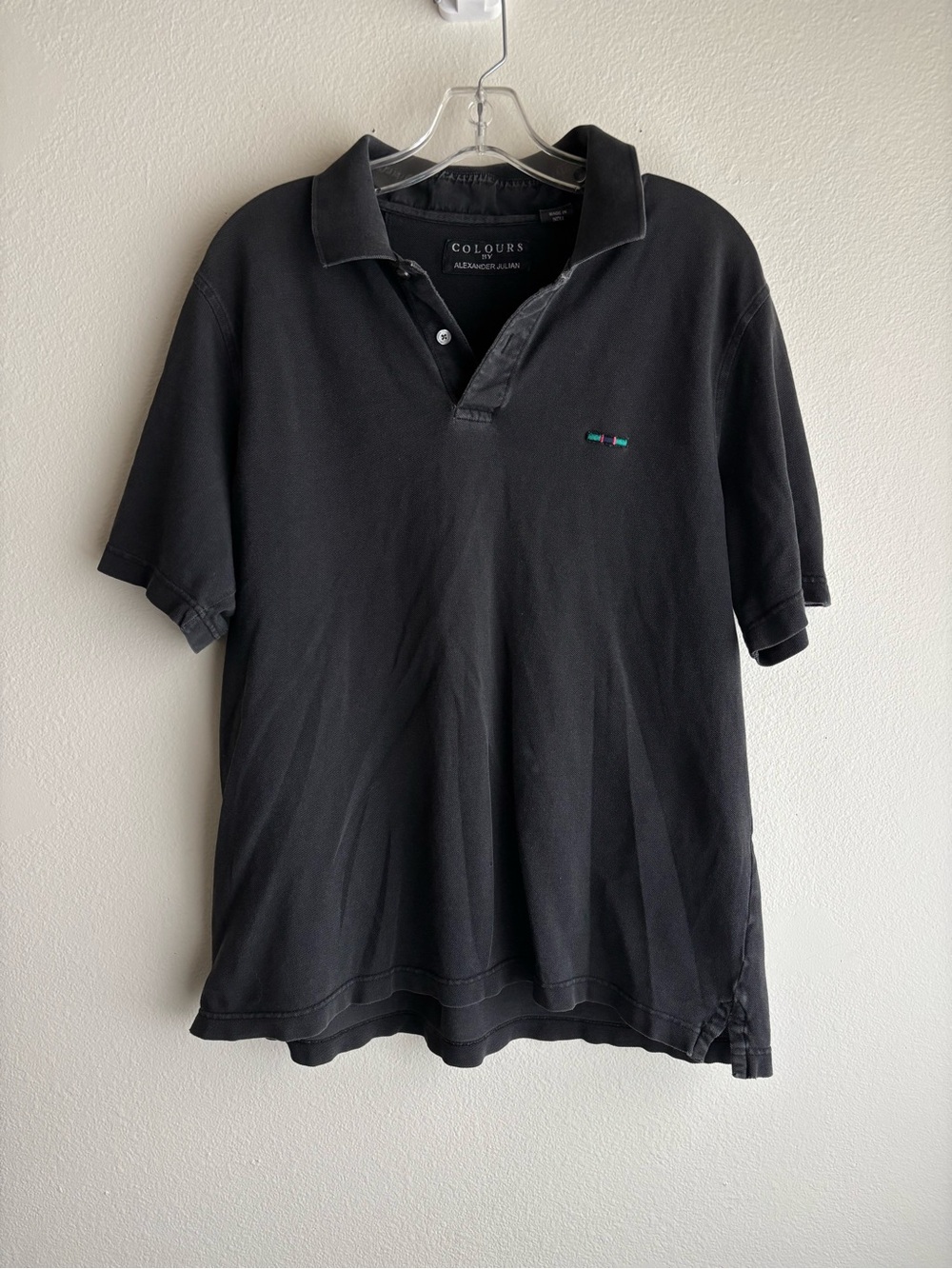 Vintage Colours by Alexander Julian Polo Shirt Faded Black Mens M 90s Preppy